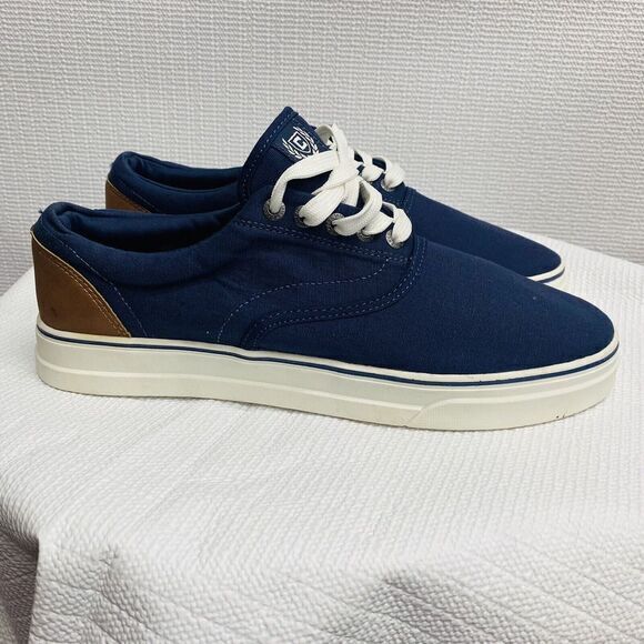 Chaps Mens 9.5 Blue‎ Brown Chace Canvas Lace Up Memory Foam Sneakers Boat Shoes - Picture 1 of 6